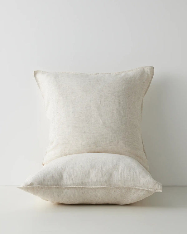 Sova Pillowcase Set in Savanna pinstripe, euro size, 100% European linen with top-stitched flanged edge by Weave Home