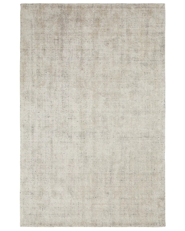 Matisse Buff rug full view, loom-knotted viscose blend with marled salt-and-pepper texture, cotton braided edge, 2x3m by Weave Home