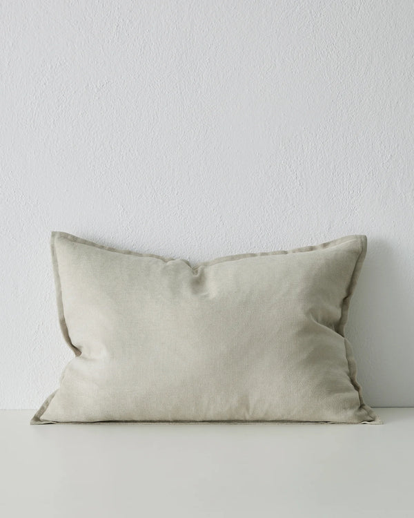 Fiore Pigeon lumbar cushion cover 40x60cm, cool-toned grey-white linen viscose blend with soft sheen, front view by Weave Home