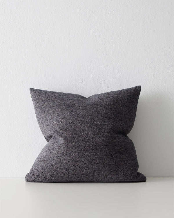 Laurent Shadow 50x50 textured viscose blend cushion with knife edge in dark blue-grey by Weave Home
