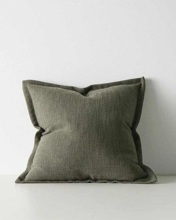 Figlio Kale cushion 50x50cm in forest green chunky woven polyester with self-coloured border by Weave Home