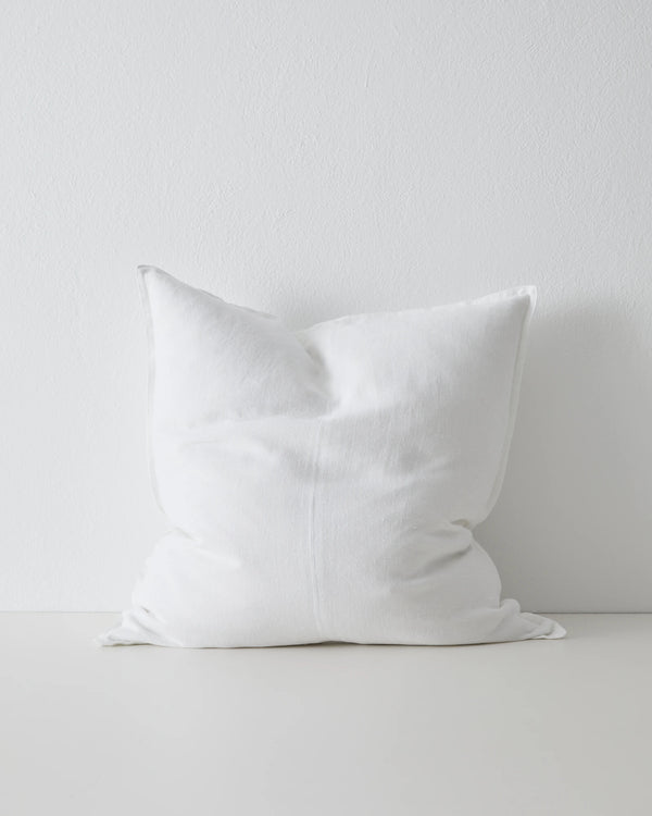 Como Snow 60x60 cushion, white European linen with soft stonewashed finish, cover only, by Weave Home
