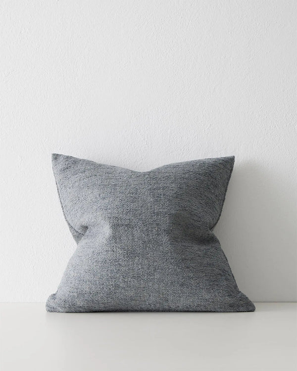 Laurent Storm cushion 50x50cm, light blue-grey viscose blend with textured chenille weave and knife edge detail by Weave Home