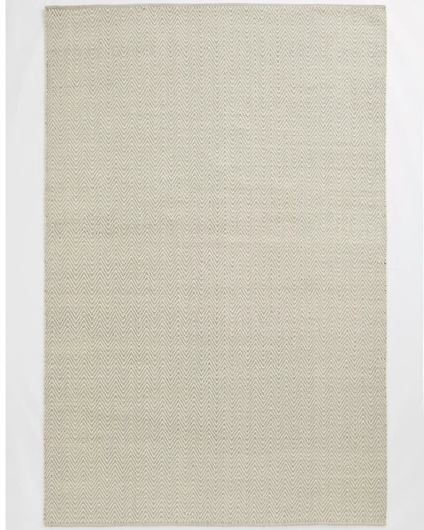 Matterhorn Seasalt chevron wool-cotton blend rug, 2x3m, featuring flat weave geometric pattern with cotton braided edge by Weave Home