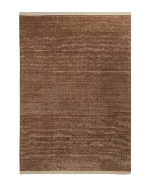 Remo Amber high-traffic rug, copper and beige striped wool with cut border detail, 2x3m by Weave Home