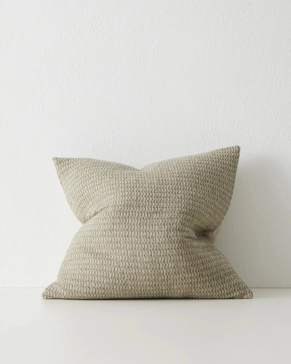Nicolo Spruce 50x50 linen blend cushion with textured micro check weave and soft rustic finish by Weave Home
