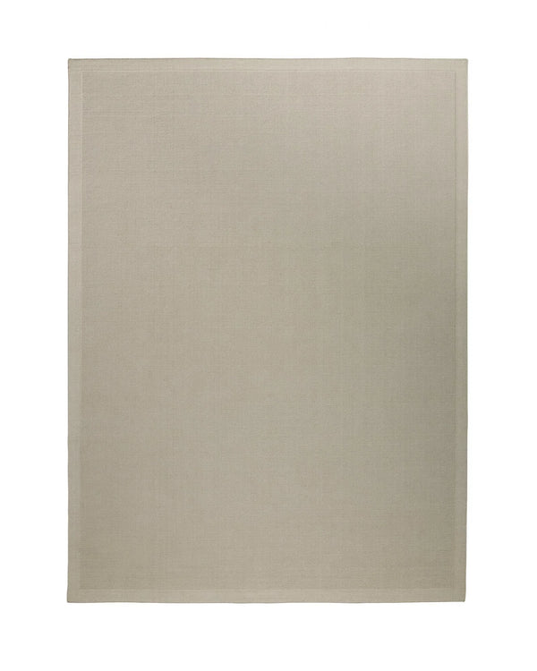 Cassio Fog rug in soft ecru, 100% NZ wool with tightly woven loop pile and serged edge detail by Weave Home