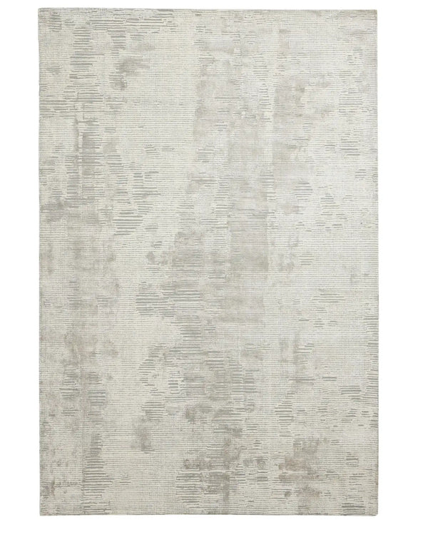 Glebe Silver rug 2m x 3m, hand-woven viscose blend with textured weave pattern in ivory and silver tones by Weave Home