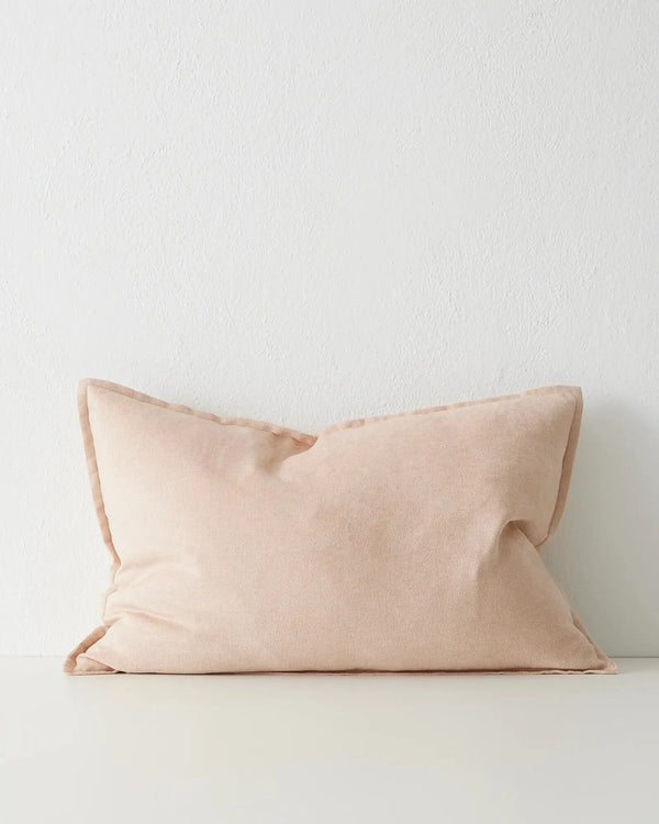 Fiore Nectar lumbar cushion 40x60cm, soft pink linen viscose blend with subtle sheen by Weave Home