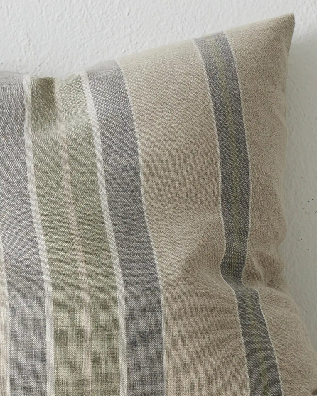 Franco Sage cushion cover, 50x50cm, 100% European linen with soft green and charcoal stripe detail by Weave Home