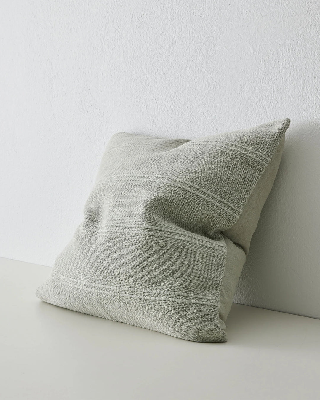 Palma Ice 50x50 cushion in natural muted tone, cotton linen blend with subtle ribbed weave pattern by Weave Home