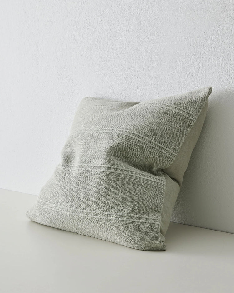 Palma Ice 50x50 cushion in natural muted tone, cotton linen blend with subtle ribbed weave pattern by Weave Home