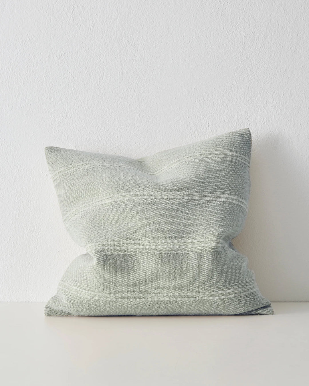 Palma Ice 50x50cm cotton linen blend cushion with subtle ribbed weave pattern, knife edge finish and concealed zipper by Weave Home