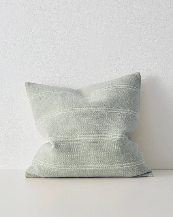 Palma Ice 50x50cm cotton linen blend cushion with subtle ribbed weave pattern, knife edge finish and concealed zipper by Weave Home