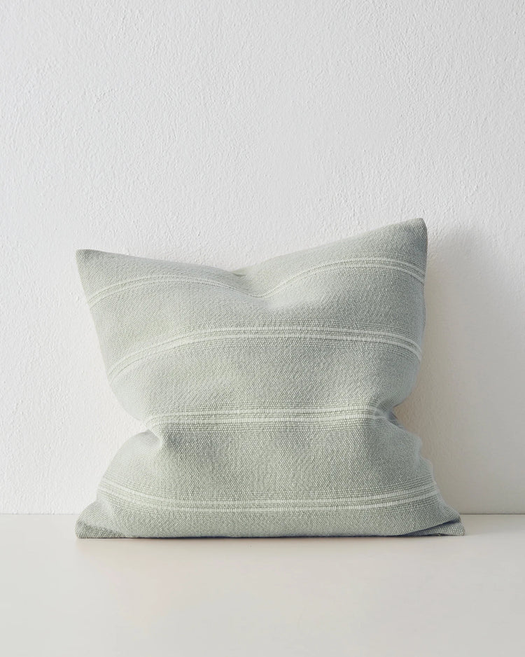 Palma Ice 50x50cm cotton linen blend cushion with subtle ribbed weave pattern, knife edge finish and concealed zipper by Weave Home