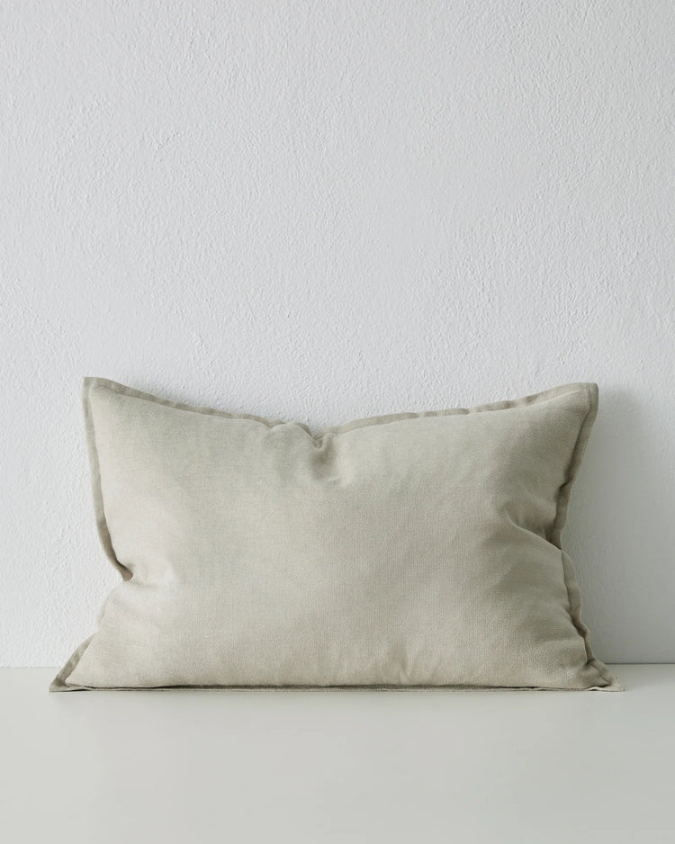 Fiore Pigeon lumbar cushion cover 40x60cm, cool-toned grey-white linen viscose blend with soft sheen, front view by Weave Home