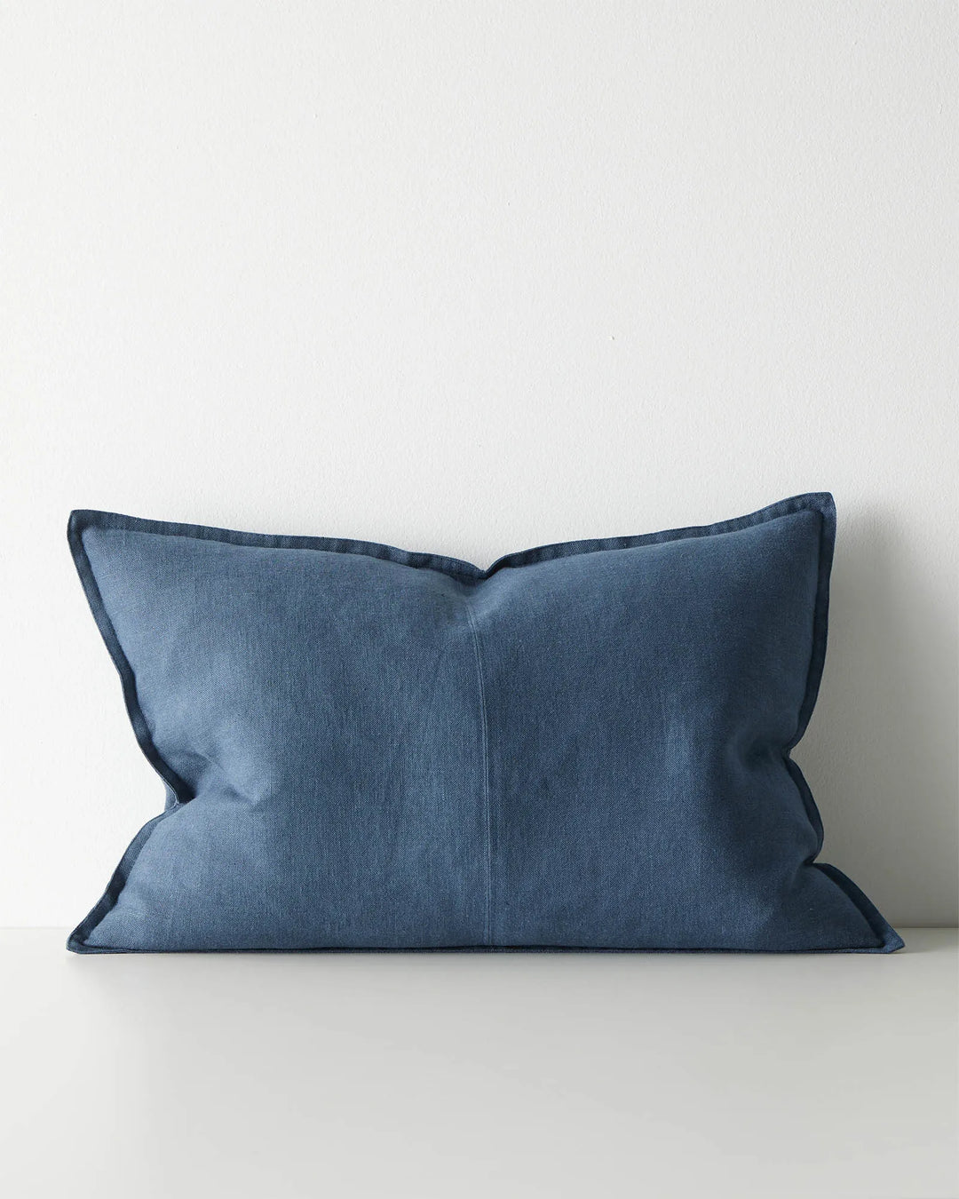 Como Atlantic lumbar cushion in stone-washed European linen, 40x60cm, featuring piped edges and soft matte finish by Weave Home