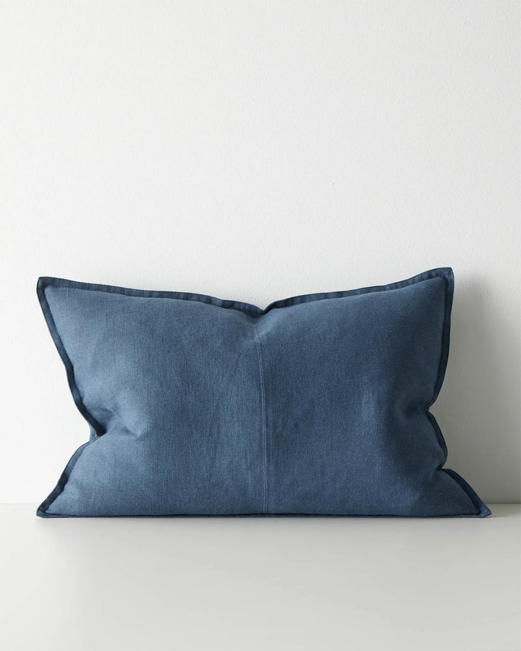 Como Atlantic lumbar cushion in stone-washed European linen, 40x60cm, featuring piped edges and soft matte finish by Weave Home