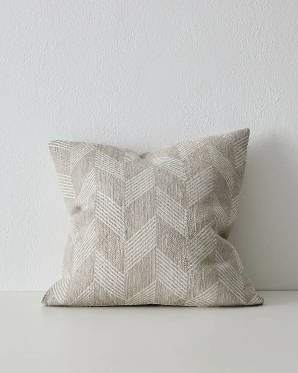 Riva Natural 50x50 linen cushion with chevron weave pattern and knife edge seam by Weave Home