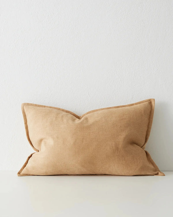 Fiore Honey lumbar cushion 40x60cm, linen viscose blend with soft sheen and piped edges, by Weave Home