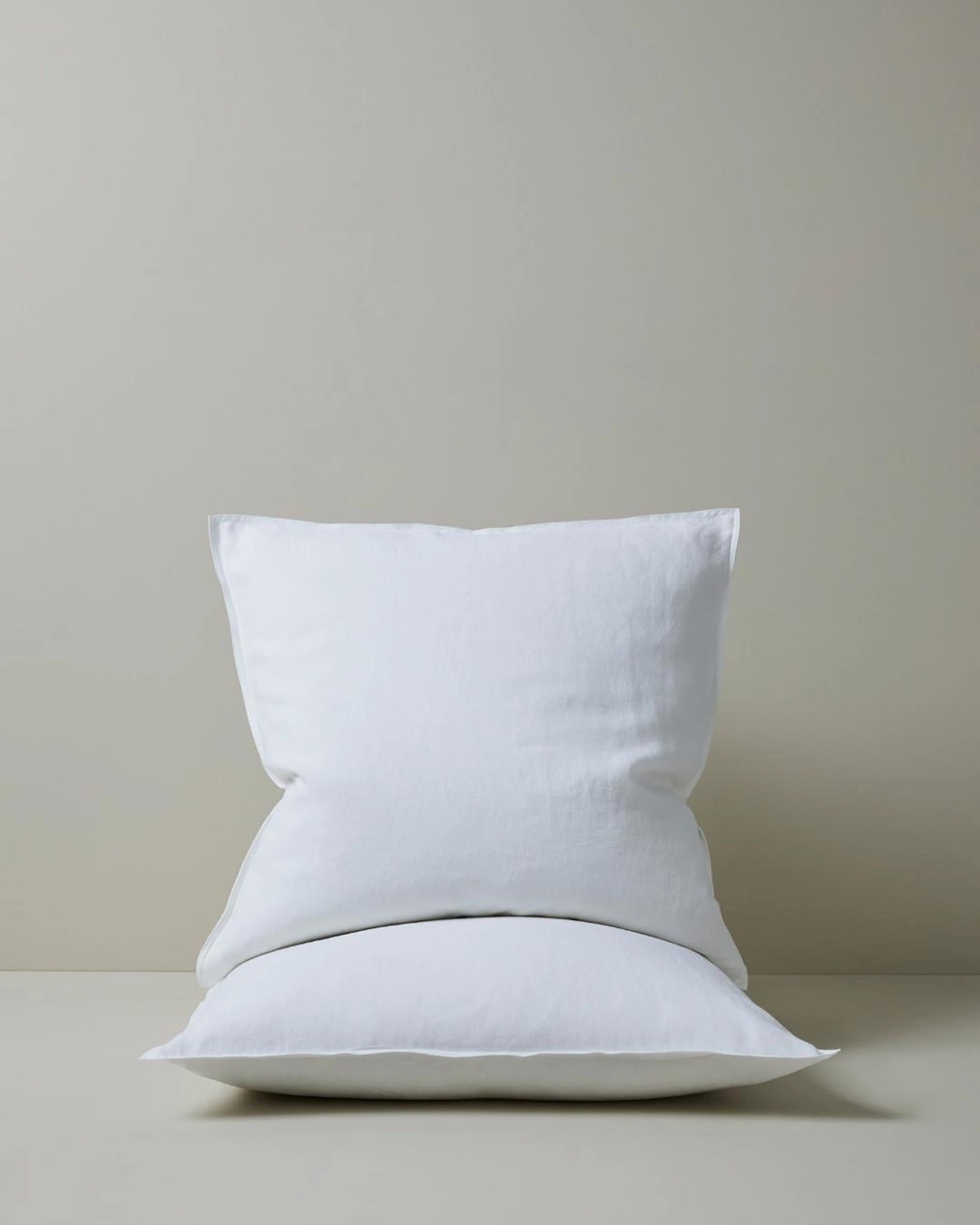 Ravello Pillowcase Set in white European linen, Euro size, with top-stitched flanged edge detail by Weave Home