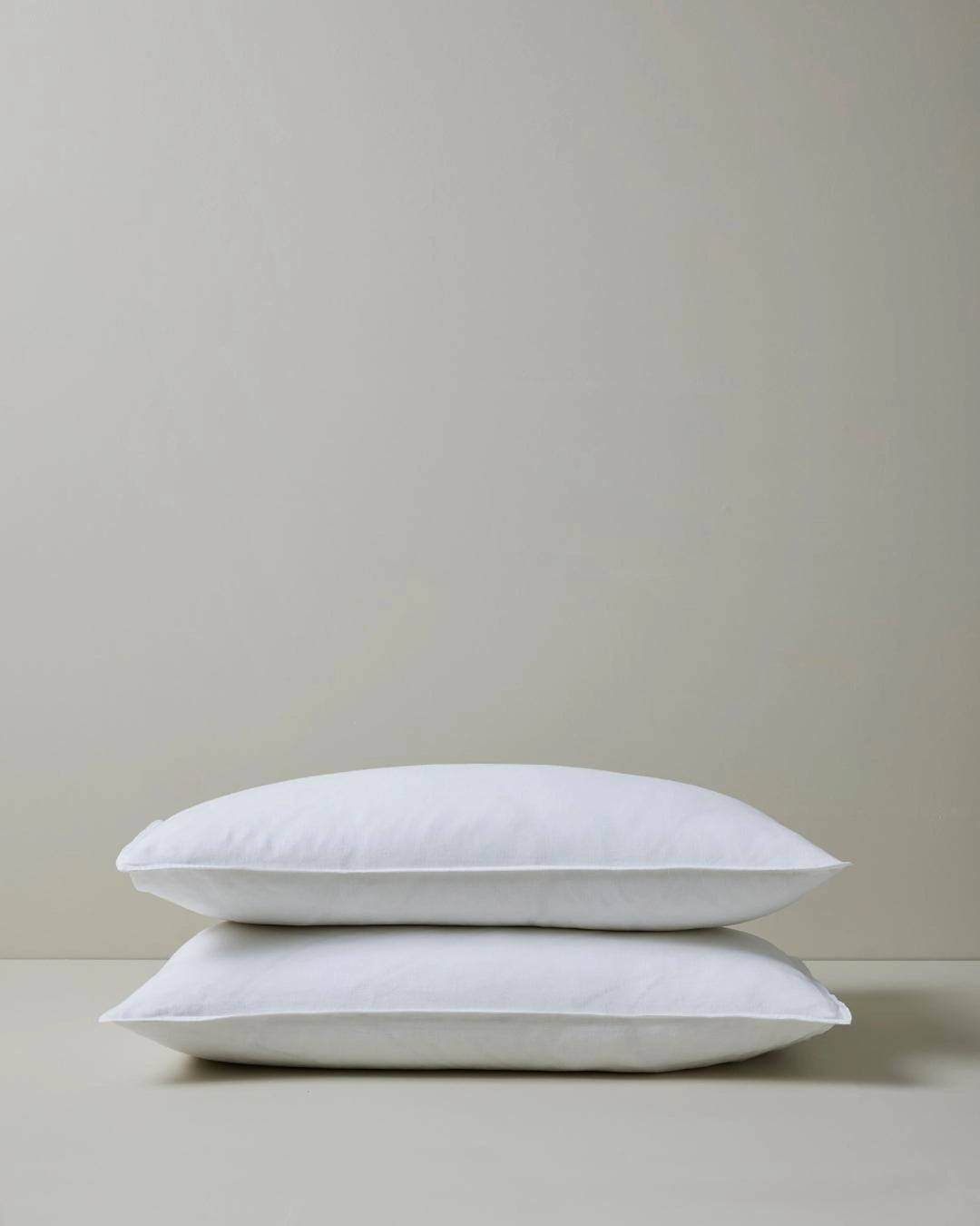 Ravello Pillowcase Set in white European linen, pair, featuring top-stitched flanged edge detail by Weave Home
