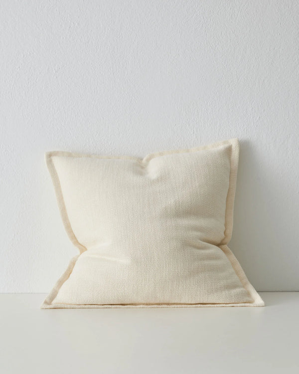 Figlio Pearl 50x50 woven polyester cushion with chunky linen-look texture and piped edges by Weave Home