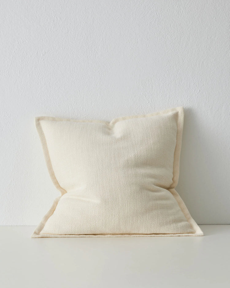 Figlio Pearl 50x50 woven polyester cushion with chunky linen-look texture and piped edges by Weave Home