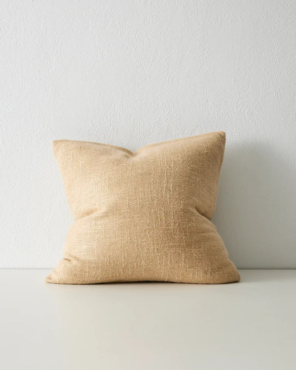 Domenica Sand linen viscose cushion, 50x50cm, chunky textured front with soft vintage feel by Weave Home