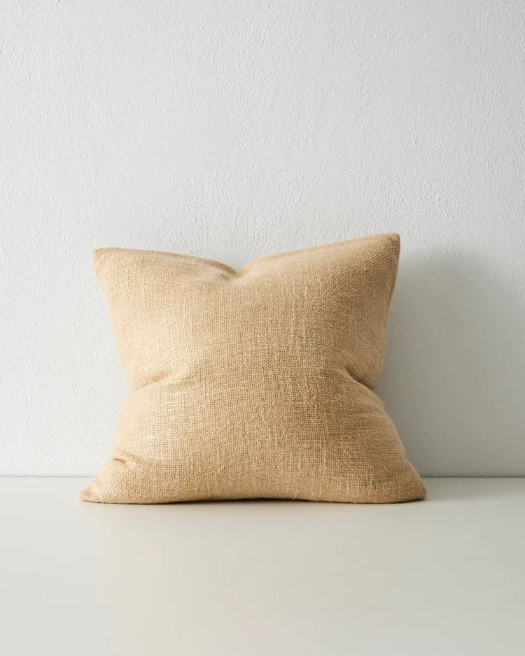 Domenica Sand linen viscose cushion, 50x50cm, chunky textured front with soft vintage feel by Weave Home