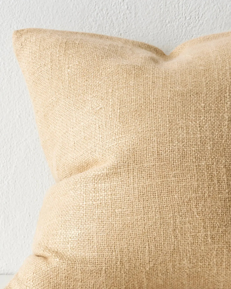 Domenica Sand 50x50 viscose linen cushion detail, showing chunky textured weave and soft vintage finish by Weave Home