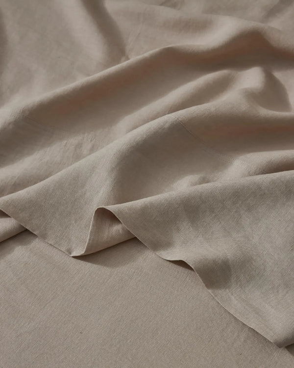 Ravello Flat Sheet in Shell, European linen with soft prewashed finish and relaxed drape by Weave Home