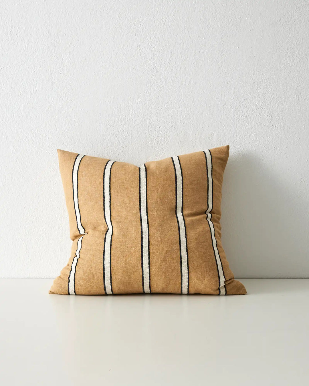 Vinnie Manuka 50x50 cushion cover in warm terracotta with navy stripe pattern, cotton-linen blend by Weave Home