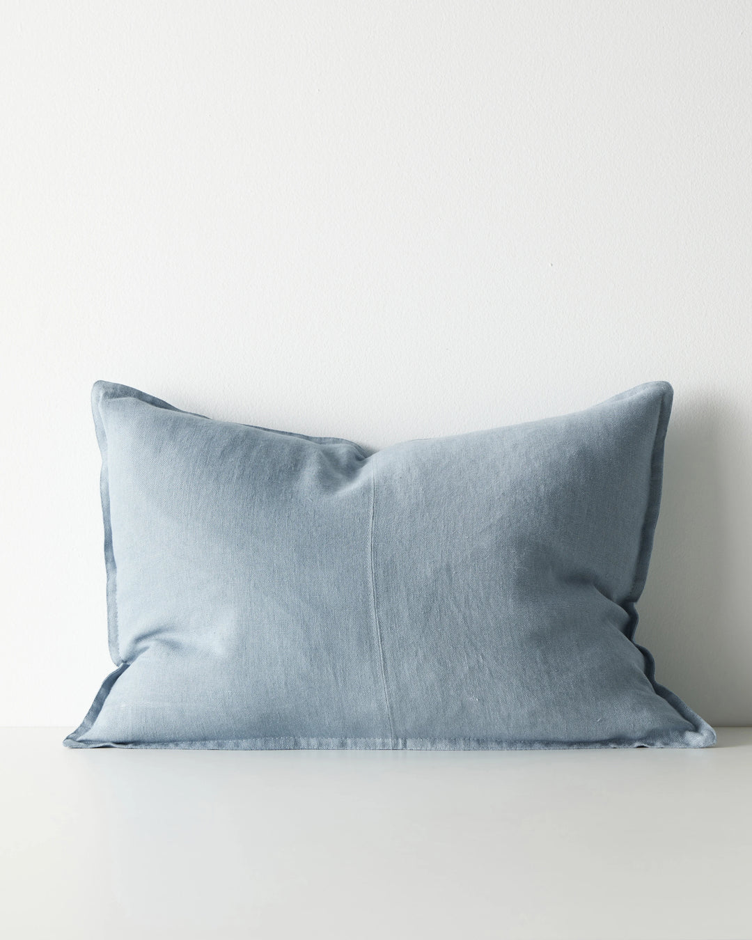 Como Horizon lumbar cushion 40x60cm in light blue stonewashed European linen with envelope closure by Weave Home