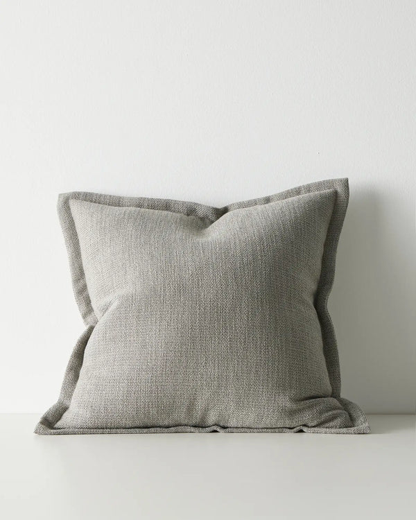 Figlio Fog 50x50cm cushion, light grey woven polyester with chunky linen-look texture and piping edge detail by Weave Home