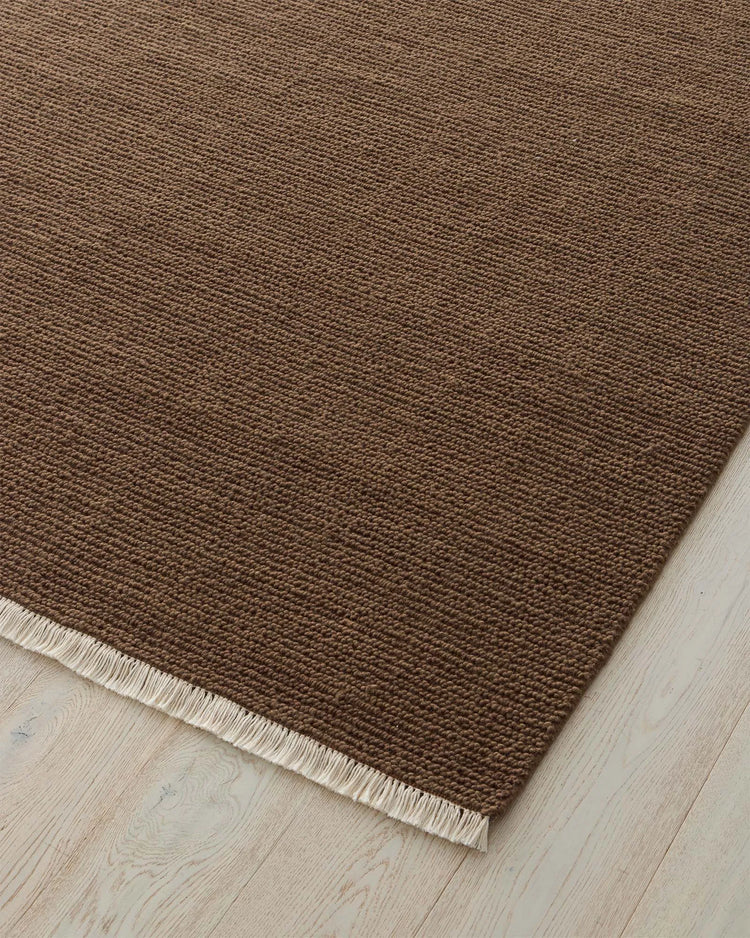 Fabien Bark textured wool rug with chunky loop pile and cream fringe edge, 200x300cm by Weave Home