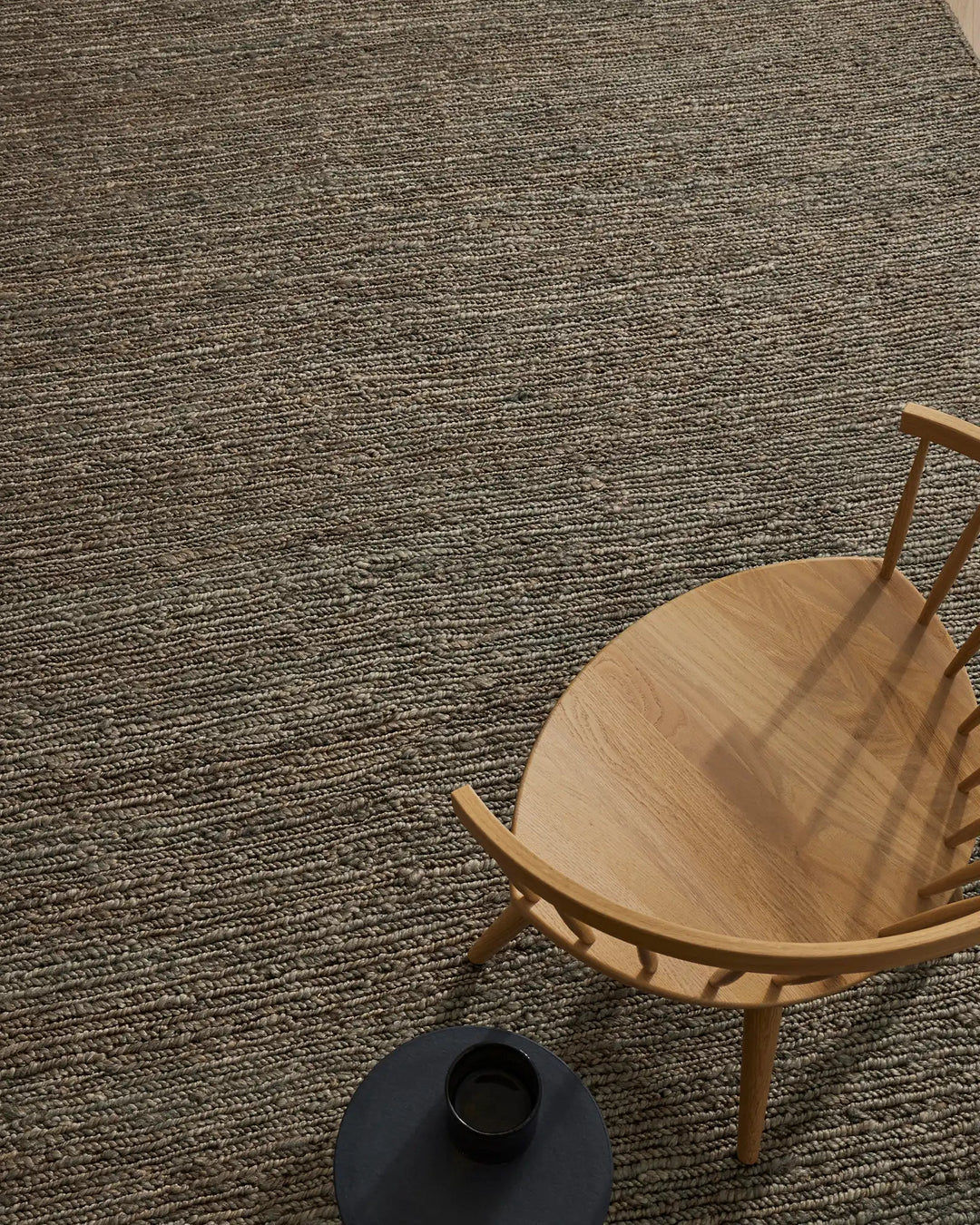 Suffolk Mineral jute rug in deep brown with sage undertone, 200x300cm hand-woven high traffic rug by Weave Home