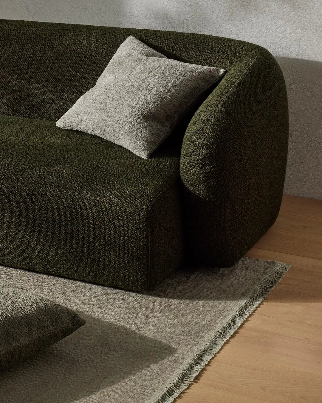 Laurent Smoke textured cushion in light silvery grey, 50x50cm viscose blend with knife edge by Weave Home