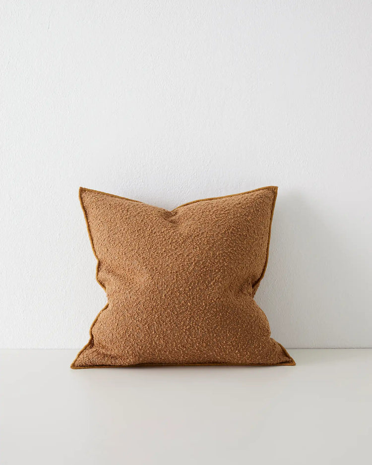 Alberto Copper cushion cover, 50x50cm, textured bouclé polyester cotton blend with babylock edge by Weave Home
