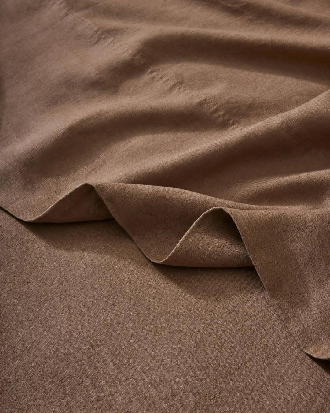 Ravello Flat Sheet in Biscuit, European linen with soft woven texture and aero-finished drape by Weave Home