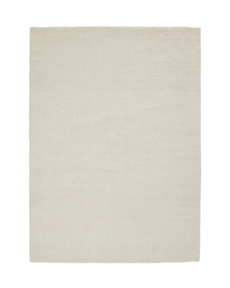 Marceau Angora wool blend rug in cream white, hand-woven high traffic rug by Weave Home