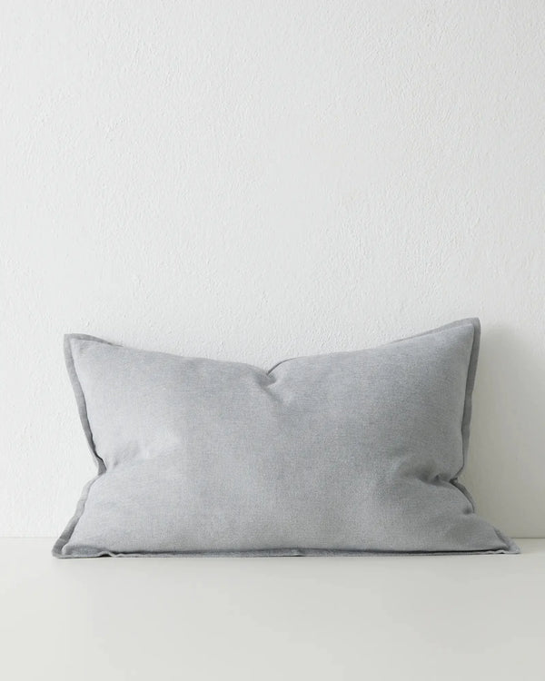Fiore Breeze lumbar cushion 40x60cm, muted blue linen viscose blend with soft piping edge by Weave Home