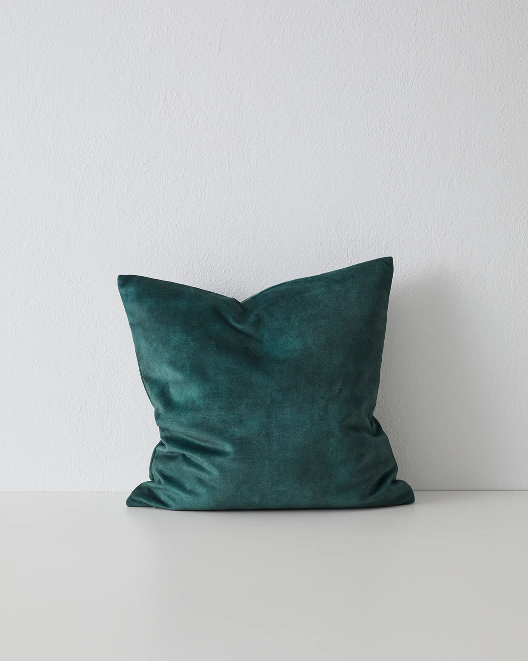 Ava Emerald cushion, 50x50cm soft polyester cover in rich jewel-green with concealed zip by Weave Home