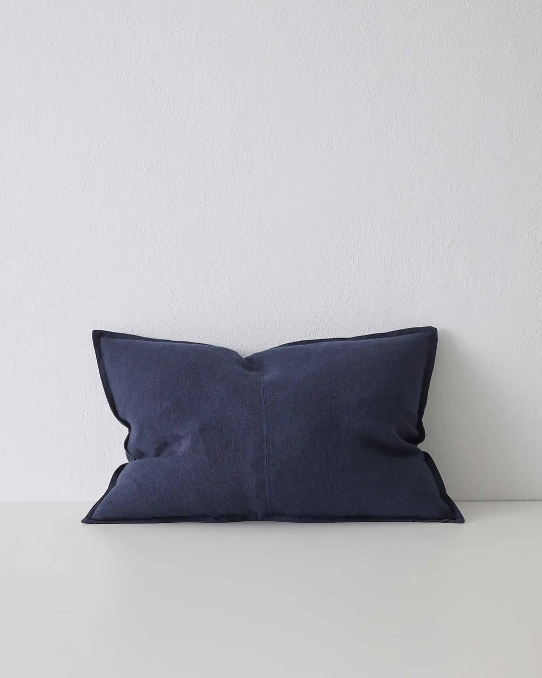 Como Ocean linen cushion in deep navy, 40x60cm lumbar size with stonewashed European linen by Weave Home