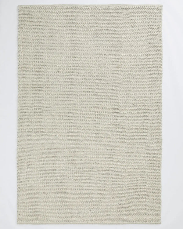 Emerson Seasalt rug in warm off-white, NZ wool and viscose with thick woven texture, by Weave Home