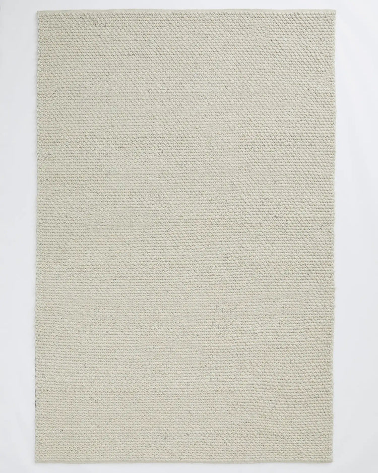 Emerson Seasalt rug in warm off-white, NZ wool and viscose with thick woven texture, by Weave Home