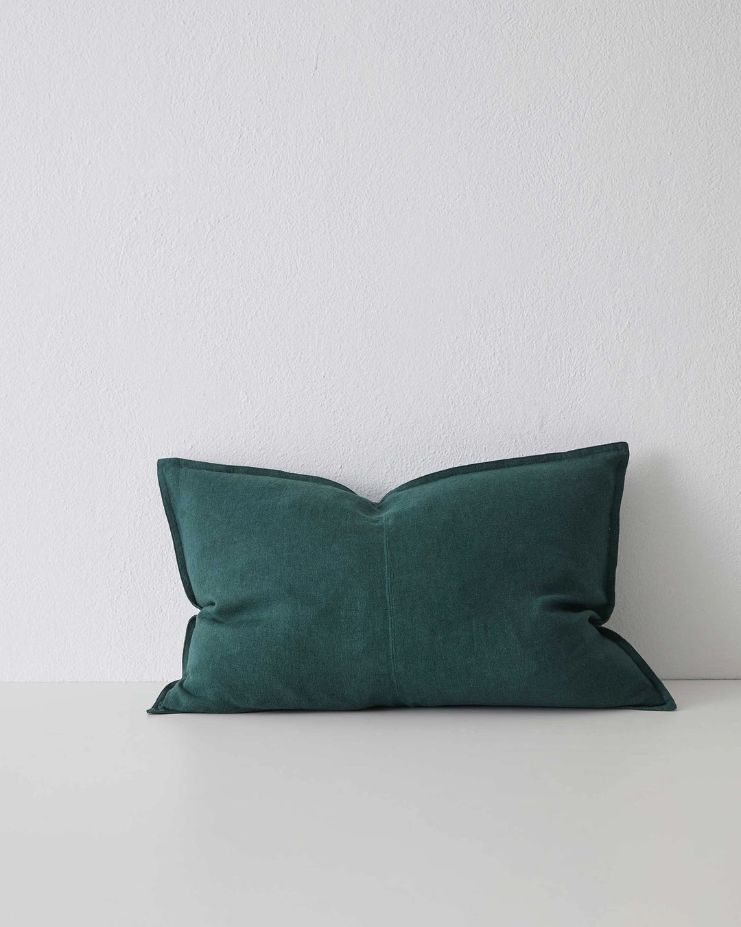 Como Forest lumbar cushion, deep pine green European linen with stone-washed matte finish, 40x60cm by Weave Home
