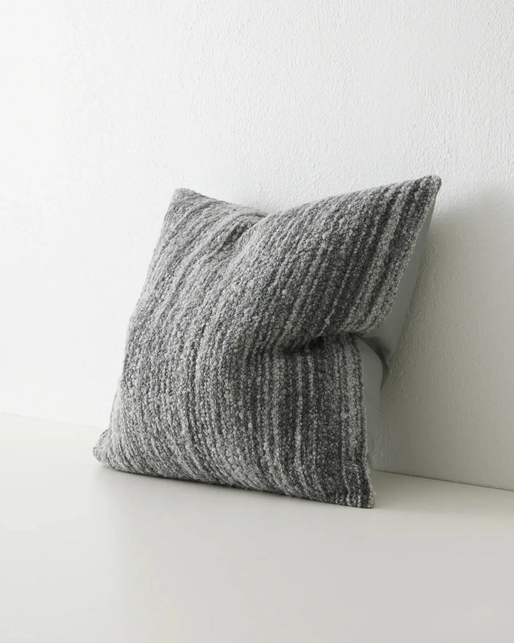 Gigi Slate bouclé cushion, 50x50cm wool blend with soft textured weave, by Weave Home