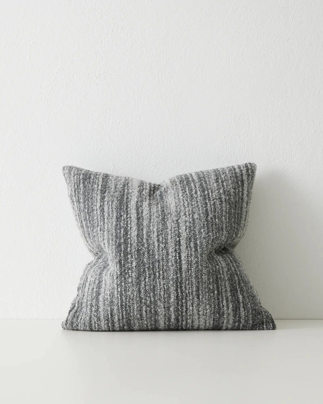 Gigi Slate bouclé cushion, 50x50cm wool blend with textured two-toned grey weave by Weave Home