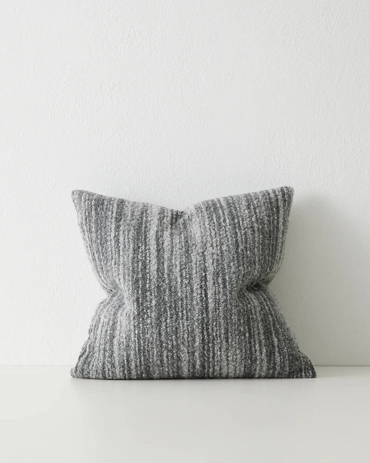 Gigi Slate bouclé cushion, 50x50cm wool blend with textured two-toned grey weave by Weave Home